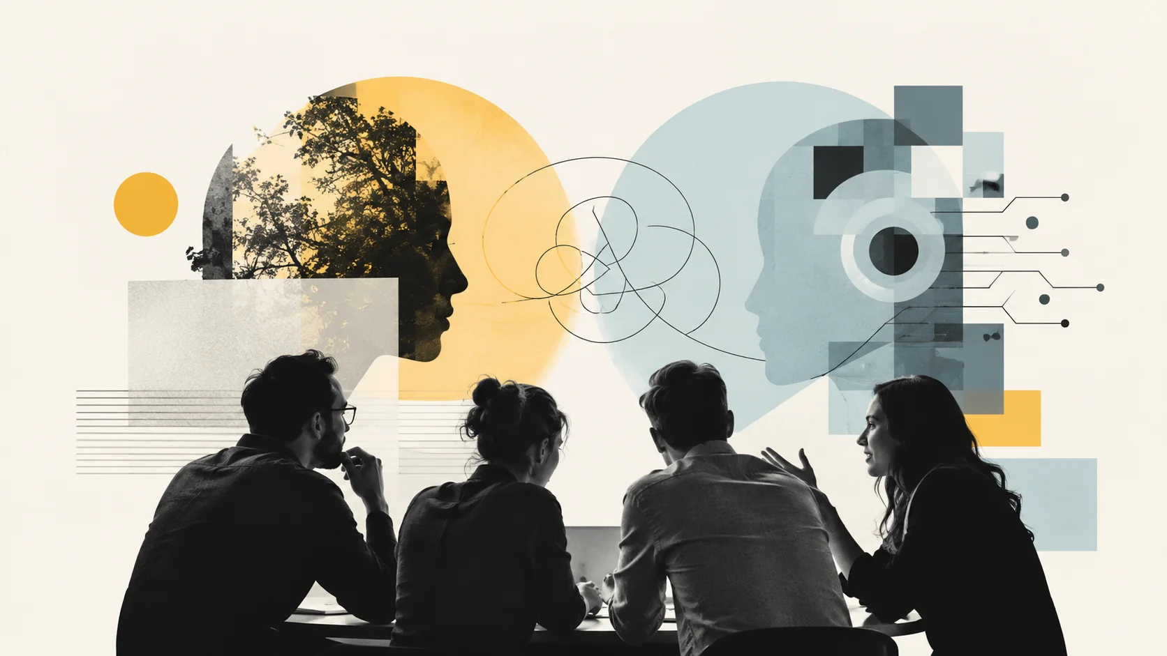 Illustration of human and AI collaboration